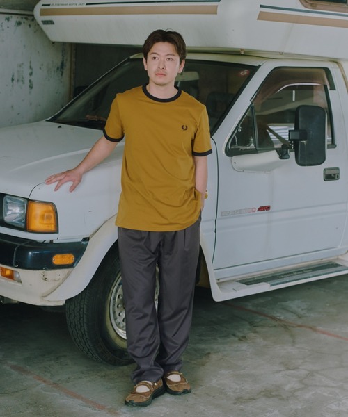 tシャツ 「FRED PERRY/フレッドペリー」 別注 ワンポイントロゴ刺繍 リンガーTシャツ レディース メンズの画像