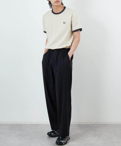 tシャツ 「FRED PERRY/フレッドペリー」 別注 ワンポイントロゴ刺繍 リンガーTシャツ レディース メンズの画像