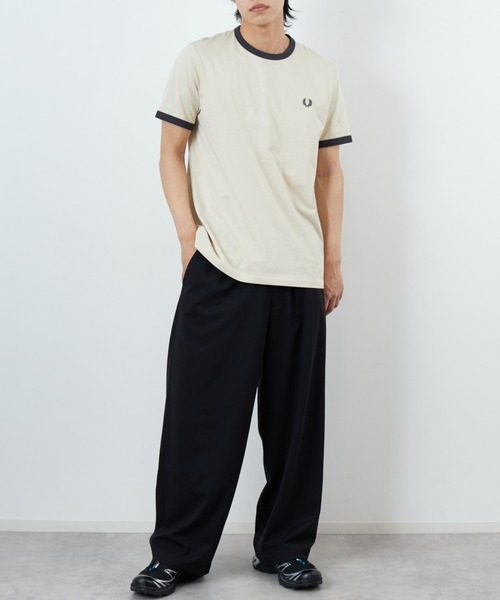 tシャツ 「FRED PERRY/フレッドペリー」 別注 ワンポイントロゴ刺繍 リンガーTシャツ レディース メンズの画像