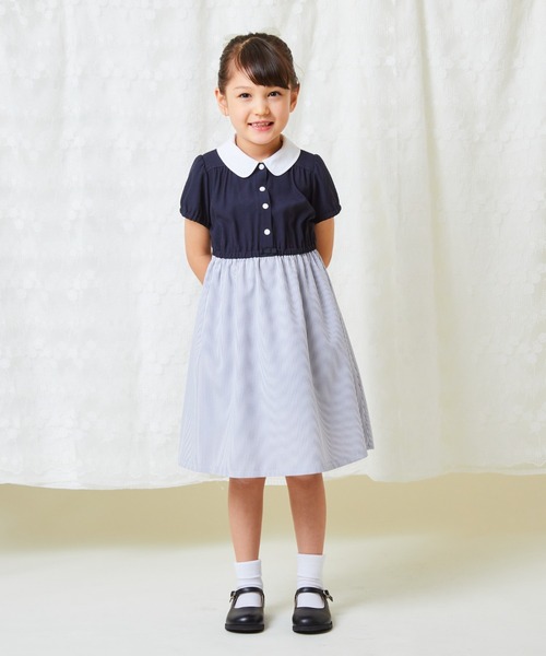 「CHOPIN」 「KIDS」半袖ワンピース 140cm ネイビー キッズ_画像2
