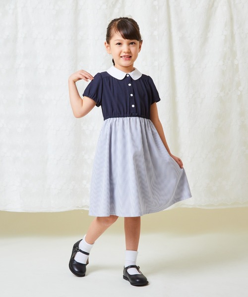 「CHOPIN」 「KIDS」半袖ワンピース 140cm ネイビー キッズ_画像3