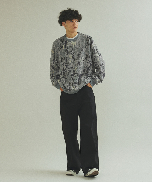 「417 EDIFICE」 長袖ニット MEDIUM チャコールグレー メンズ_画像2