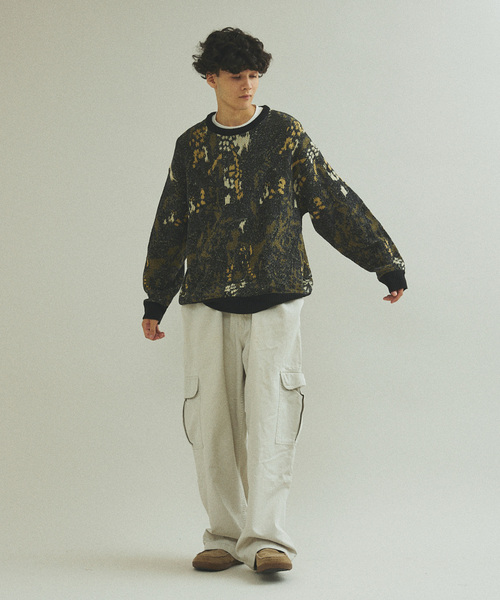 「417 EDIFICE」 長袖ニット MEDIUM チャコールグレー メンズ_画像3