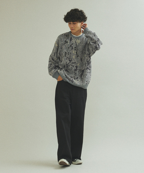 「417 EDIFICE」 長袖ニット MEDIUM チャコールグレー メンズ_画像4