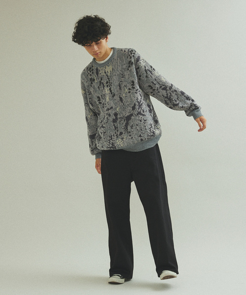 「417 EDIFICE」 長袖ニット MEDIUM チャコールグレー メンズ_画像5