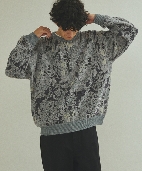 「417 EDIFICE」 長袖ニット MEDIUM チャコールグレー メンズ_画像9