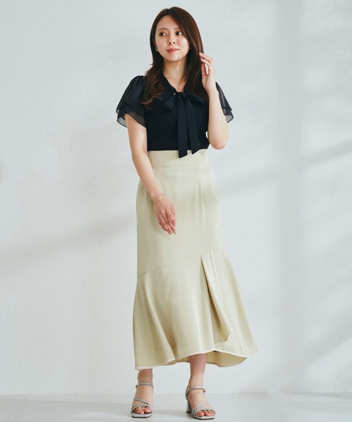 「MISCH MASCH」 半袖ニット フリ- レッド レディース_画像5