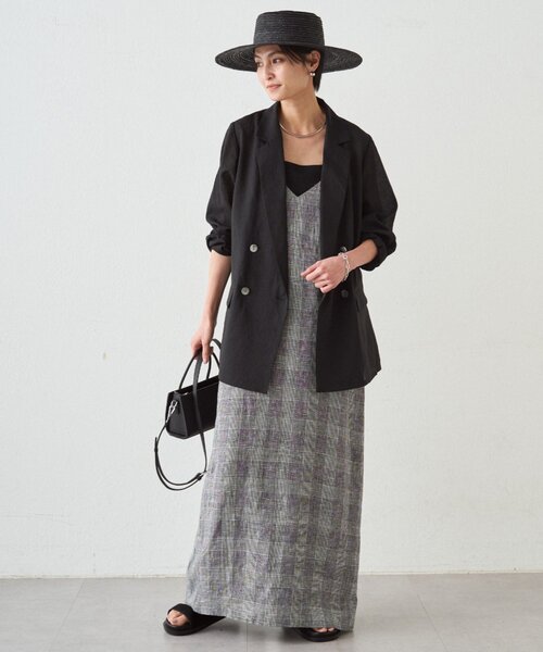 週末お値下げ★Loungedress ラウンジドレス キャミワンピース XS Loungedress（ラウンジドレス） ワンピース チェックリネンキャミ