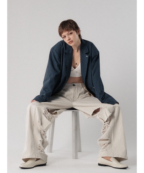 INSIDE RIPPED HOLE COLOR DENIM 新品 ELCHELE（エルチェレ） ジーンズ デニム デニムパンツ INSIDE RIPPED