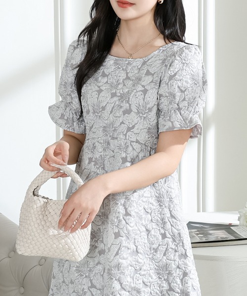「Lace Ladies」 半袖ワンピース S グレー レディース_画像3