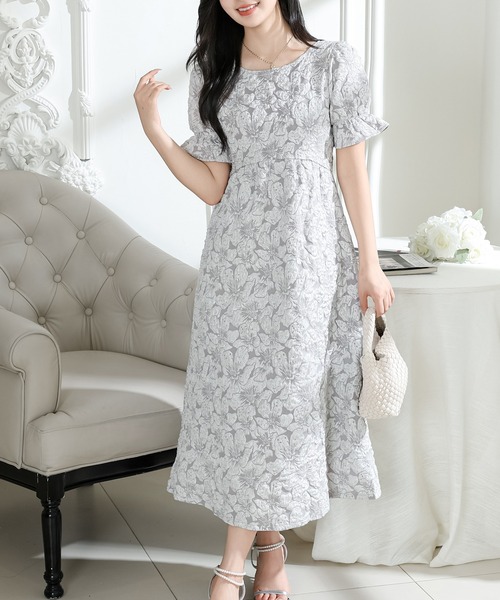 「Lace Ladies」 半袖ワンピース S グレー レディース_画像4