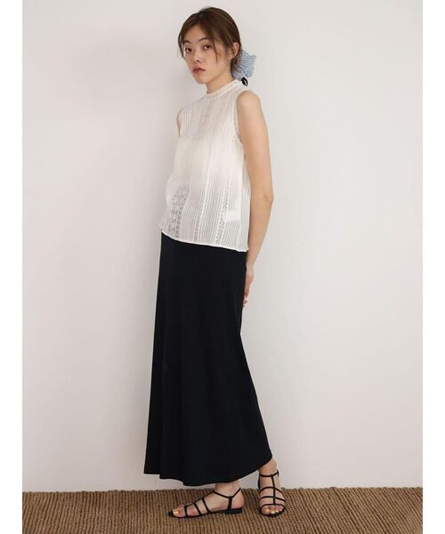 ブラウス シャツ Lace pleated cotton blouse レディースの画像
