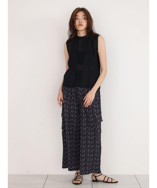 ブラウス シャツ Lace pleated cotton blouse レディースの画像