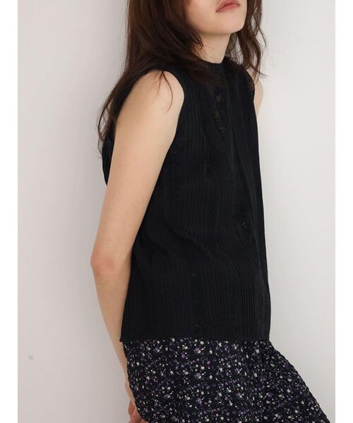 ブラウス シャツ Lace pleated cotton blouse レディースの画像