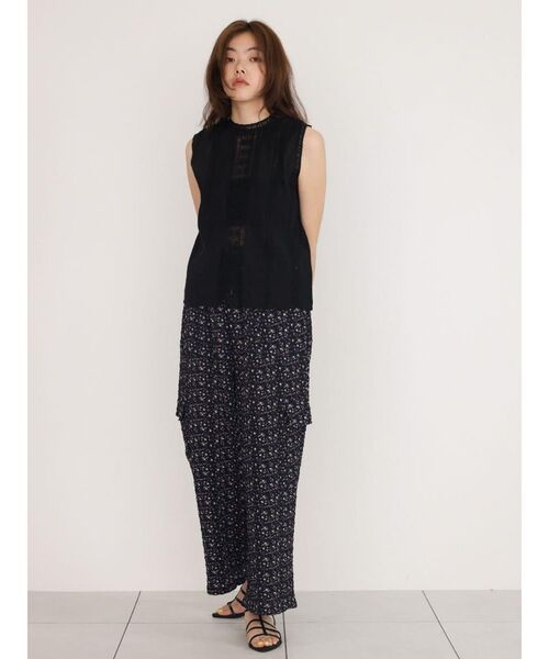 ブラウス シャツ Lace pleated cotton blouse レディースの画像