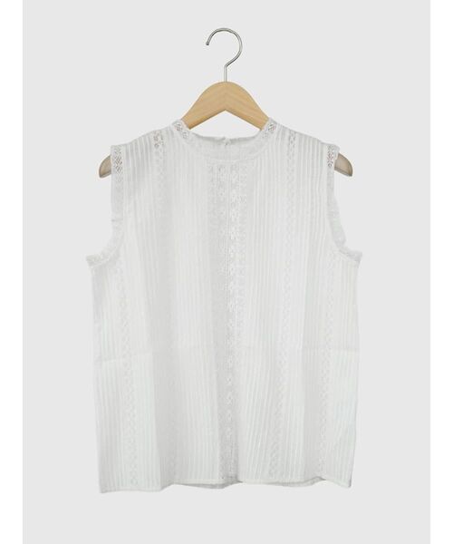 ブラウス シャツ Lace pleated cotton blouse レディースの画像