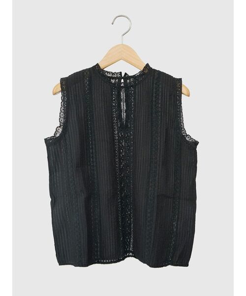 ブラウス シャツ Lace pleated cotton blouse レディースの画像