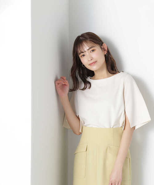 「NATURAL BEAUTY BASIC」 半袖カットソー FREE オフホワイト レディース_画像3