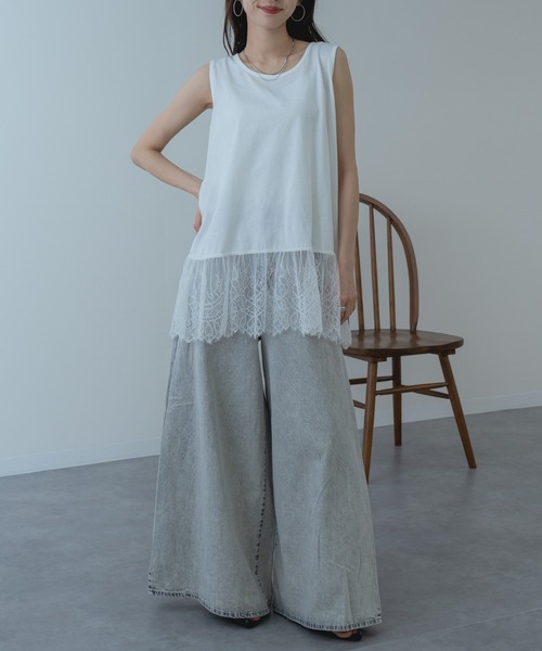 「ANNA LUNA」 ノースリーブトップス MEDIUM ブラック レディース_画像4