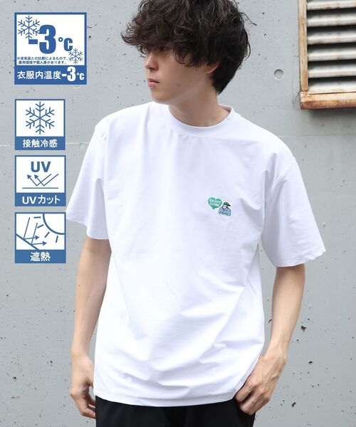 Kvibaba Tシャツ　白　ミントグリーン　ロゴ　S BEN DAVIS（ベンデイビス） tシャツ COOLER GORILLA EMB TEE / 接触冷