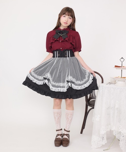 axes femme POETIQUE ブラウス シャツ 半袖 ティーカップチャーム付き 