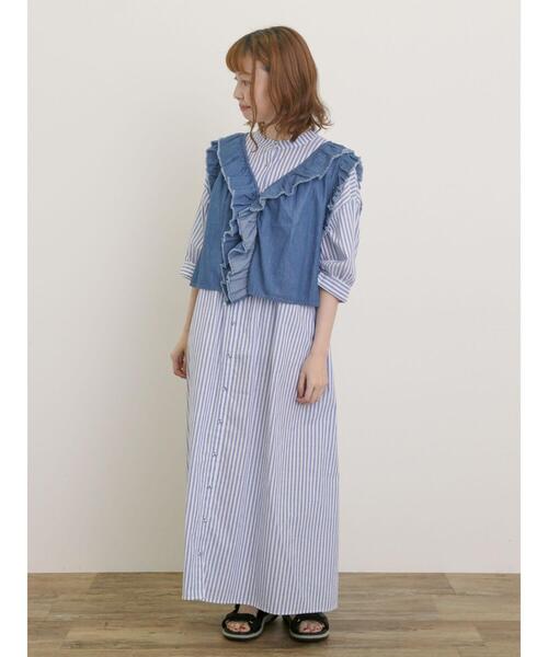 【新品】モナリザ☆ワンピース☆size12 Samansa Mos2（サマンサモスモス） シャツワンピース S キナリ