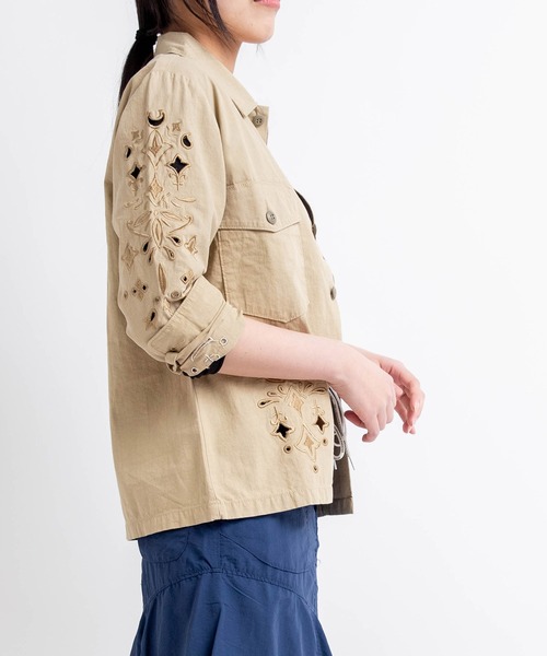ブラウス シャツ B2293 刺繍ミリタリーシャツ レディース RNA ブラウス シャツ B2293 刺繍ミリタリーシャツ レディース