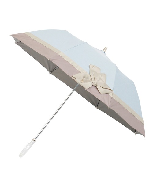 新品ランバンオンブルー　楽折り日傘　晴雨兼用傘　リボン LANVIN en Bleu 日傘 折りたたみ傘 遮光 晴雨兼用折りたたみ日傘 楽折