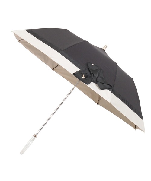 ランバンリボン付き折りたたみ晴雨兼用傘新品未使用品 LANVIN en Bleu 折りたたみ傘 遮光 晴雨兼用折りたたみ日傘 楽折 切り