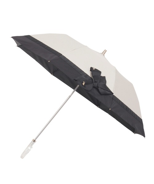 新品★ランバンオンブルー★ビジューリボン晴雨兼用 折りたたみ日傘 雨傘★ブラック LANVIN en Bleu 折りたたみ傘 遮光 晴雨兼用折りたたみ日傘 楽折 切り