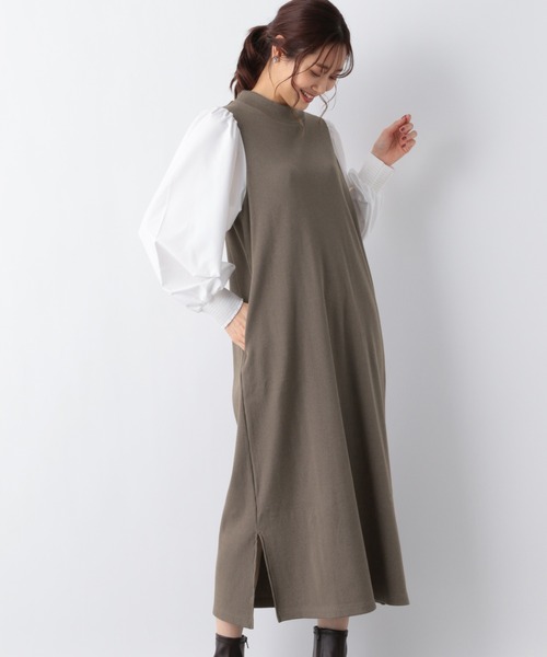 即納最大半額 新品タグ付 Materia Milano 膝丈ベロアドッキングワンピース 黒 値引きする