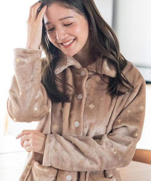 fran de lingerie ルームウェア パジャマ もこもこ 襟付き前