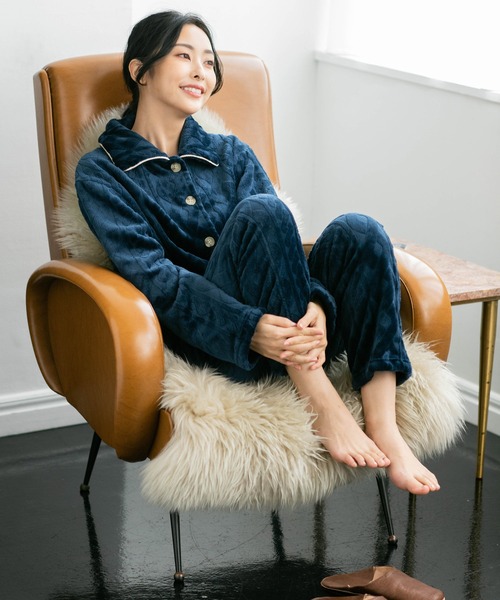 fran de lingerie ルームウェア パジャマ もこもこ 襟付き前