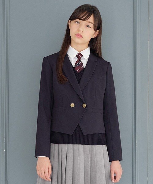 スーツ ジャケット ＊Reflax(R)クロップドダブルジャケット キッズ  