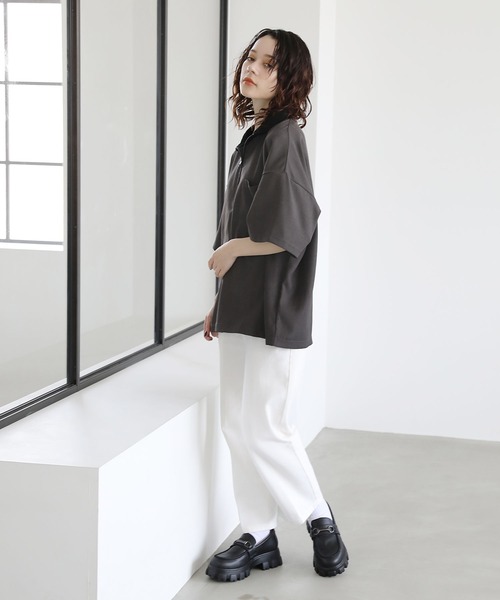 tシャツ M2413 ハーフＺＩＰトラックプルオーバー レディース tシャツ ハーフジップポケット付き配色プルオーバー メンズ