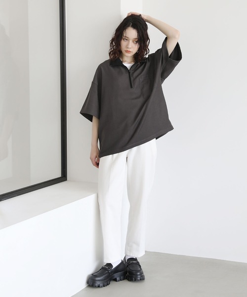 tシャツ ハーフジップポケット付き配色プルオーバー メンズ