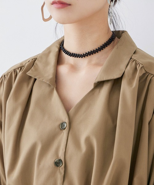 ブラウス シャツ ブロードコサージュ付き ブラウス レディース ブロードコサージュ付き ブラウス|ANAYI OFFICIAL ONLINE STORE