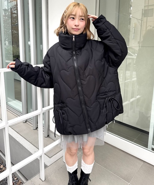 Loueme ダウンコート ダウンジャケット ハートキルティングリボン