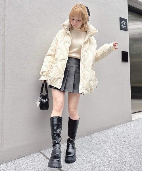 Loueme ダウンコート ダウンジャケット ハートキルティングリボン