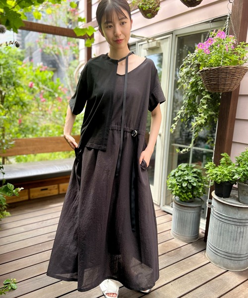 AVIE ワンピース ワッシャーTeeセットデザインワンピース レディース 