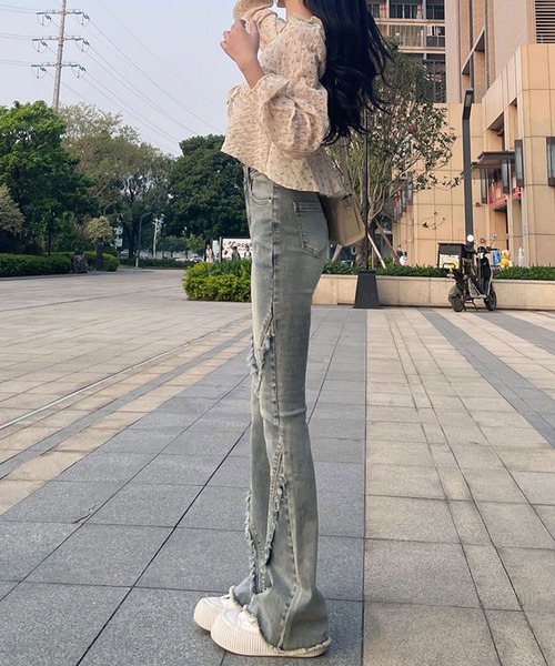 ジーンズ デニム デニムパンツ ブラスト加工 フレアブーツカット 
