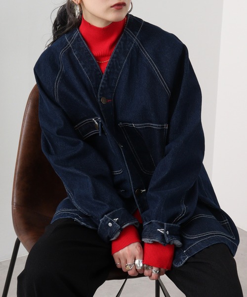 KRIFF MAYER ジャケット ノーカラージャケット Colorless denim