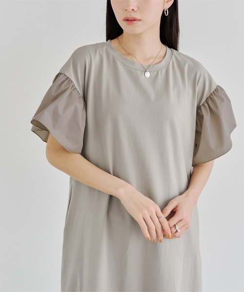 titivate ワンピース フリルドッキングカットソーワンピース