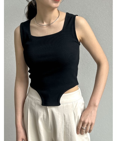 Re:EDIT（リエディ） タンクトップ ノースリーブ ストレッチリブ