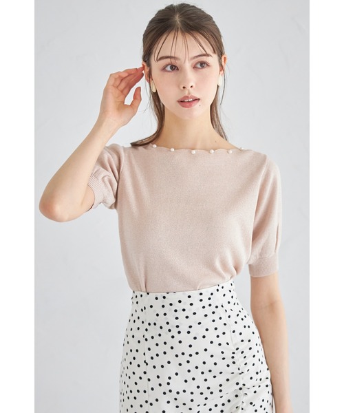ニット セーター パール付きスカラネックラメニットプルオーバー レディース tocco closet ニット セーター パール付きスカラネック