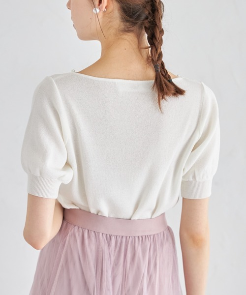 ニット セーター パール付きスカラネックラメニットプルオーバー レディース tocco closet ニット セーター パール付きスカラネック
