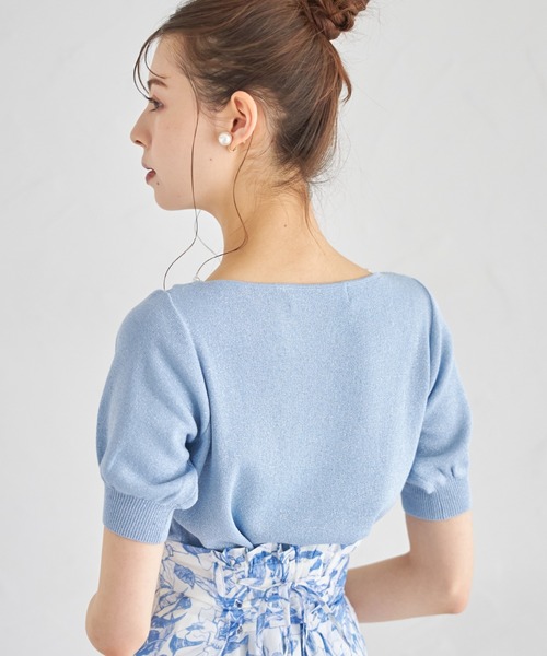 ニット セーター パール付きスカラネックラメニットプルオーバー レディース tocco closet ニット セーター パール付きスカラネック