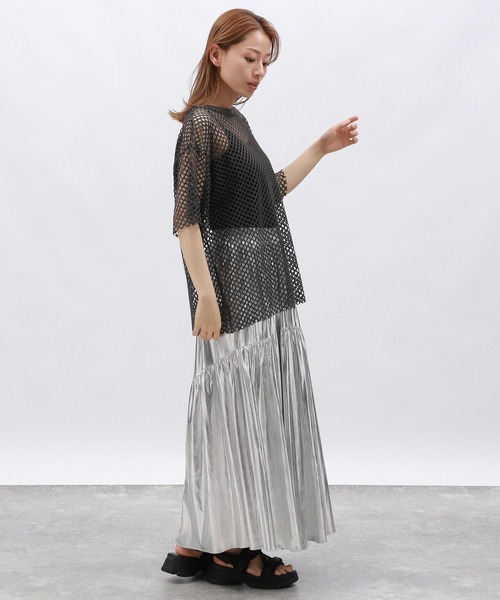 LAKOLE tシャツ カットメッシュプルオーバー5分袖 / 130869