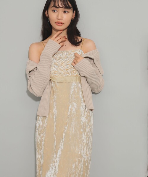 Ray BEAMS ワンピース クラッシュ ベロア キャミワンピース レディース 