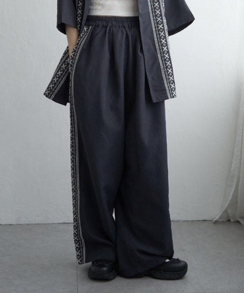 新品未使用beautifulpeople ロゴギャバジンワイドストレートパンツ ビューティフルピープル beautiful people LOGO GABARDIN WIDE